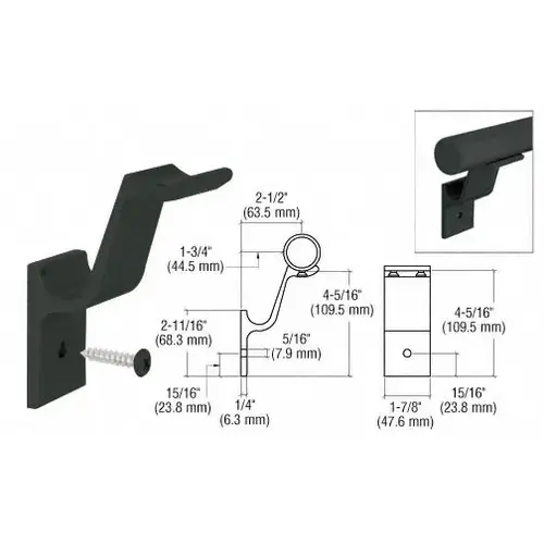 CRL ARHB1BL Matte Black Quick Connect Aluminum Hand Rail Bracket for 1-1/2" Diameter Tubing