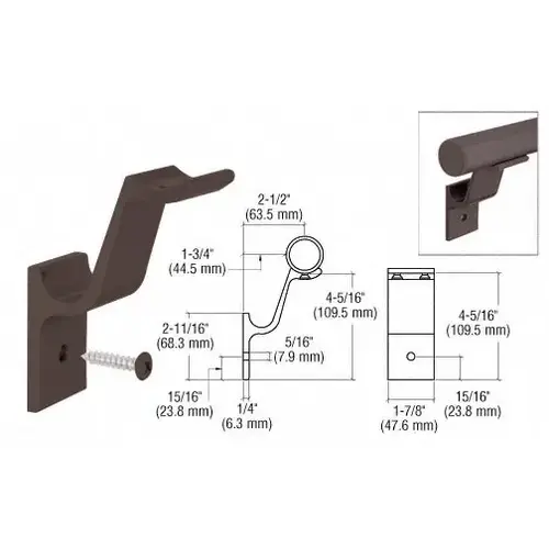 CRL ARHB1BRZ Matte Bronze Quick Connect Aluminum Hand Rail Bracket for 1-1/2" Diameter Tubing