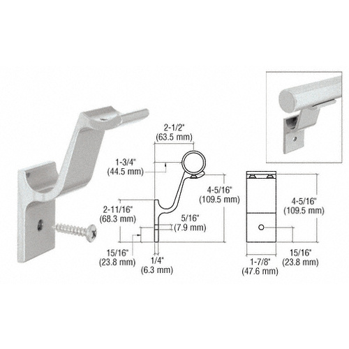 Metallic Silver Quick Connect Aluminum Hand Rail Bracket for 1-1/2" Diameter Tubing