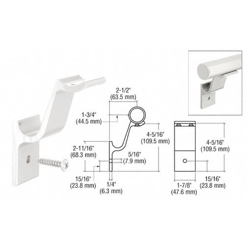 CRL ARHB1W Sky White Quick Connect Aluminum Hand Rail Bracket for 1-1/2" Diameter Tubing