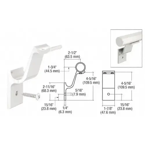 CRL ARHB1W Sky White Quick Connect Aluminum Hand Rail Bracket for 1-1/2" Diameter Tubing