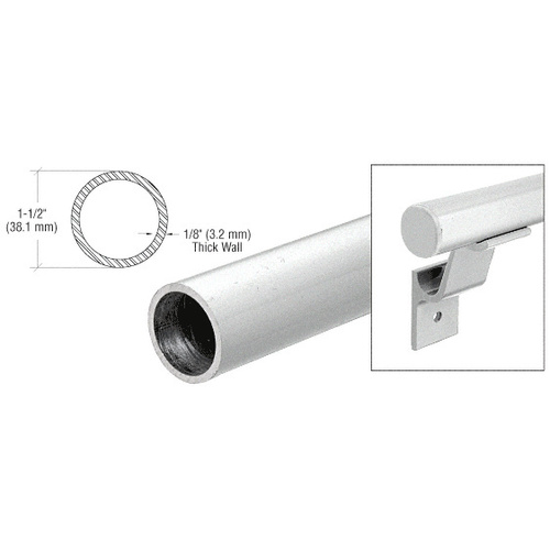 CRL ARHR15S 241" Metallic Silver Quick Connect 1-1/2" Diameter Aluminum Hand Rail