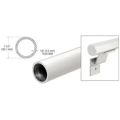 CRL ARHR15W 241" Sky White Quick Connect 1-1/2" Diameter Aluminum Hand Rail