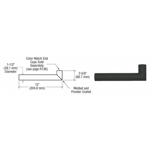 CRL ARWR1BL Matte Black Quick Connect Wall Hand Rail Return for 1-1/2" Diameter Tubing