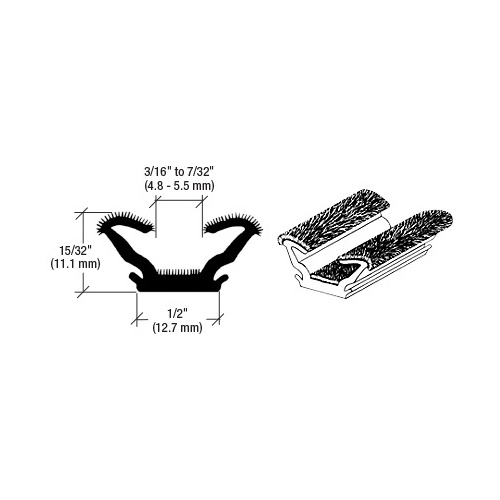 96" Flexible Flocked Rubber Glass Run Channel Black