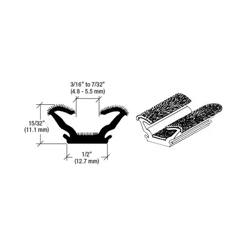 96" Flexible Flocked Rubber Glass Run Channel Black