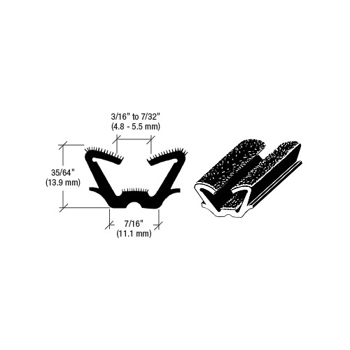 CRL AS136972 72" Flexible Flocked Rubber Glass Run Channel for 1965-1972 GM Mid-Size Cars Black