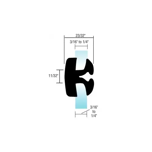 Two-Piece Self-Sealing Universal Weatherstrip 3/16" to 1/4" Panel - 3/16" to 1/4" Glass Black