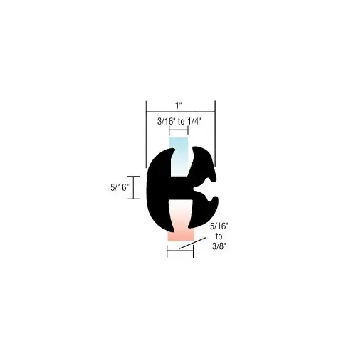 Two-Piece Self-Sealing Universal Weatherstrip 5/16" to 3/8" Panel - 3/16" to 1/4" Glass Black
