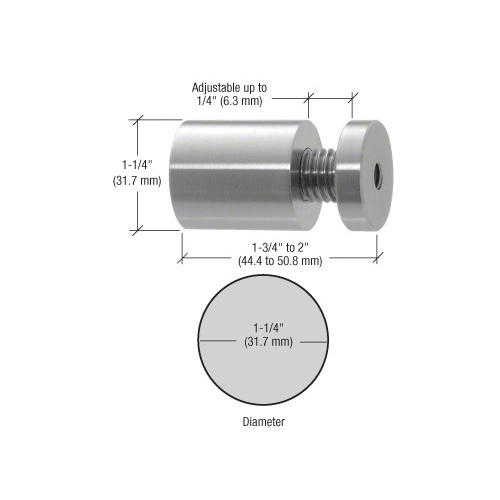 316 Brushed Stainless 1-1/4" Diameter Adjustable Length Standoff Base