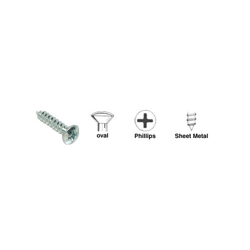 Chrome 8 x 1-1/4" No.6 Oval Head Phillips Tapping Sheet Metal Screws