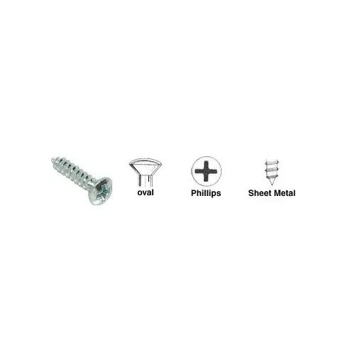 Zinc Finish 8 x 2" Oval Head Phillips Tapping Sheet Metal Screws