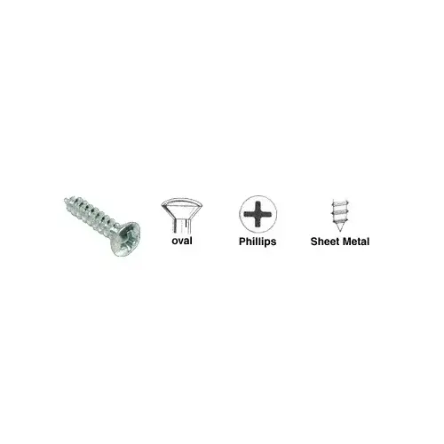 Brite Zinc 10 x 2" No. 10 Oval Head Phillips Tapping Sheet Metal Screws