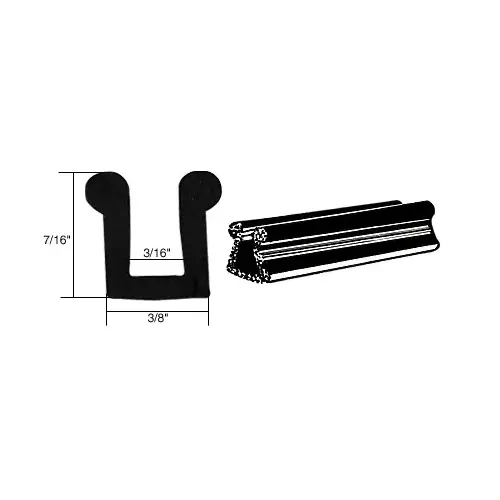CRL AV4516 Glass and Acrylic Setting Rubber Channel 3/16" Material - 3/8" Base Width Black
