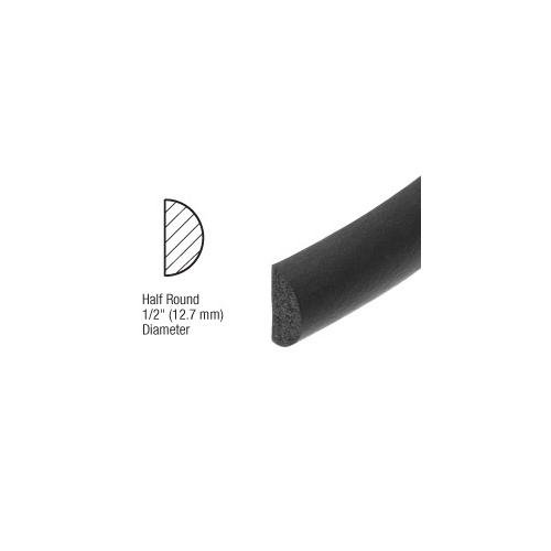 CRL AV4738 1/2" Half Round Foam Door Weatherstrip Black