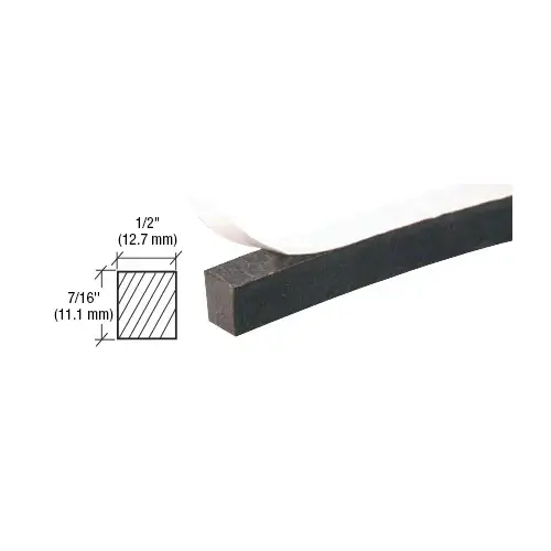 Neoprene Sponge Rubber Weatherstrip 1/2" x 7/16" with Peel-Bak Adhesive Black