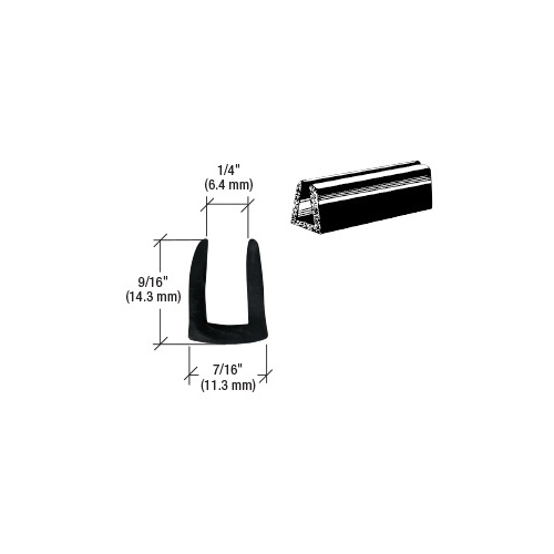 Rubber Glazing Channel for 1/4" Material - 9/16" Height Black