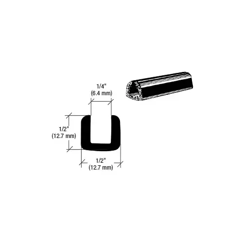 CRL AV876 Rubber Glazing Channel for 1/4" Material - 1/2" Height Black