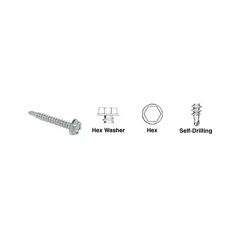 Zinc 10-16 x 1/2" Hex Washer Head Self-Drilling Screws