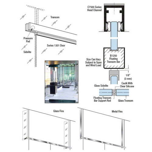 Oil Rubbed Bronze B1250 Floating Transom System for 1/2" Glass