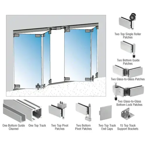 CRL B1R22BP Birmingham Series 2 x 2 Bi-Folding Door Kit - 118" Brushed Stainless Steel