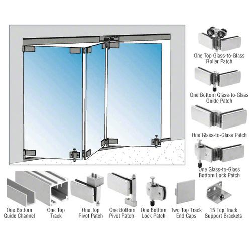 CRL B1R3S Birmingham Series 3 Panel Bi-Folding Door Kit - 118" Brushed Stainless Steel