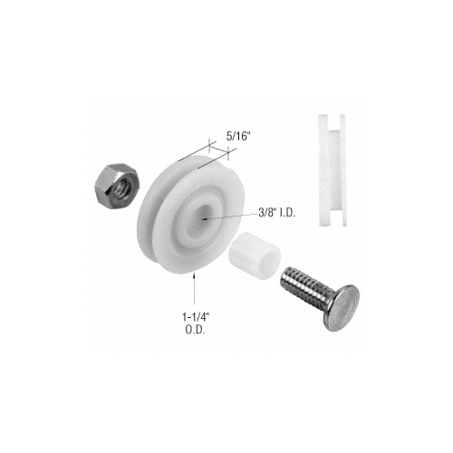 1-1/4" Nylon Sliding Screen Door Roller with Narrow Offset Center Groove