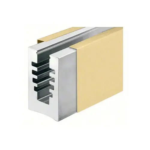 CRL B5ADSBC B5A Series Satin Brass Custom Size Base Shoe with Cladding Drilled for 1/2" Glass