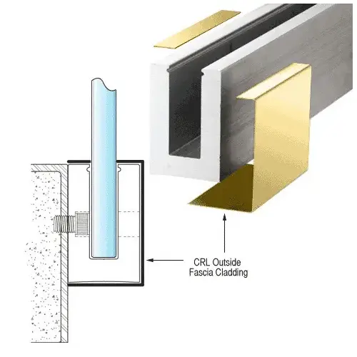 Polished Brass 120" Outside Fascia Cladding for CRL's Laminated Base Shoe - L56S Series 120" Stock Length