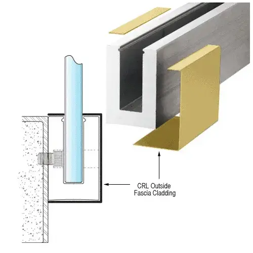 Satin Brass 120" Outside Fascia Cladding for CRL's Laminated Base Shoe - L56S Series 120" Stock Length