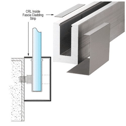 316 Brushed Stainless 120" Inside Fascia Cladding for CRL's Laminated Base Shoe 120" Stock Length