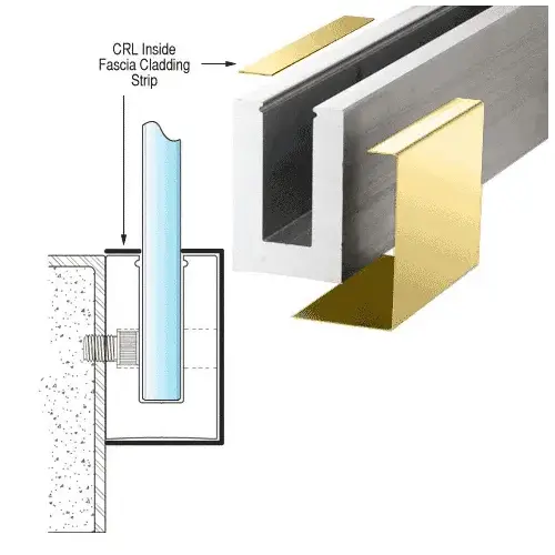 Polished Brass 120" Inside Fascia Cladding for CRL's Laminated Base Shoe 120" Stock Length