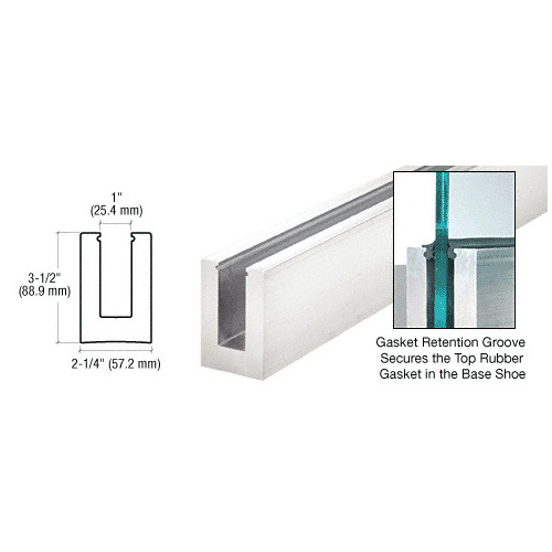 CRL B5L10 120" B5L Series Low Profile Square Aluminum Mill Base Shoe Extrusion Only Undrilled for 1/2" to 5/8" Glass