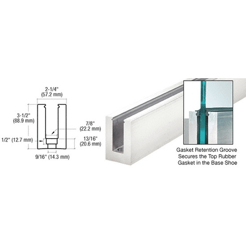 B5L Series Mill Aluminum 120" Square Base Shoe Drilled for 1/2" to 5/8" Glass