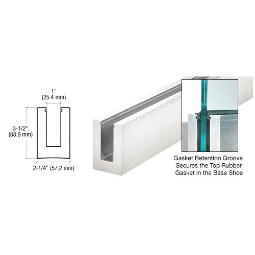 Custom B5L Series Low Profile Square Aluminum Base Shoe Undrilled for 1/2" to 5/8" Glass Specify