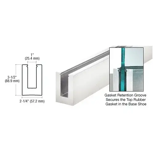 CRL B5LC Custom B5L Series Low Profile Square Aluminum Base Shoe Undrilled for 1/2" to 5/8" Glass Specify