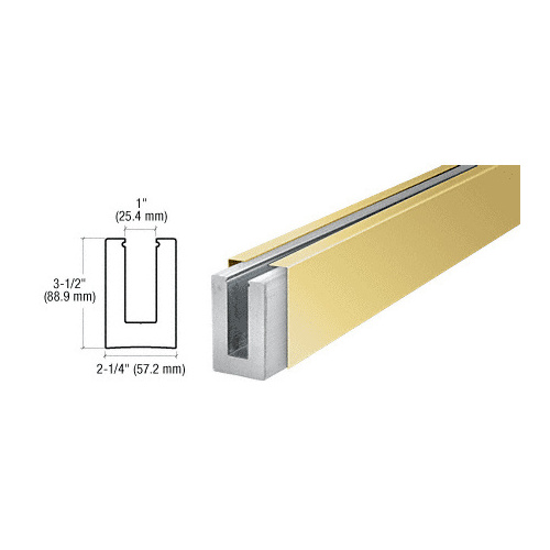 Polished Brass Custom B5L Series Low Profile Square Base Shoe Undrilled for 1/2" to 5/8" Glass