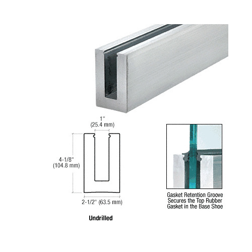 CRL B5S10 B5S Series Mill Aluminum 120" Square Base Shoe Extrusion Only Undrilled for 1/2" Glass