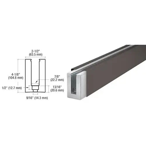 B5S Series Dark Bronze Anodized Custom Square Base Shoe Drilled for 1/2" Glass