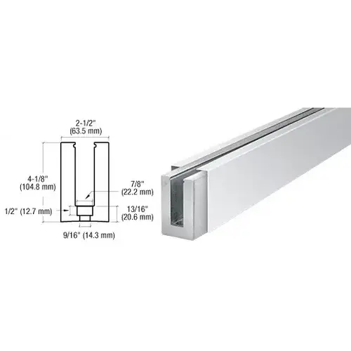 B5S Series Polished Stainless Custom Square Base Shoe Drilled for 1/2" Glass