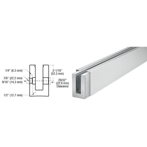 B5S Series Satin Anodized Custom Square Base Shoe Fascia Mount Drilled for 1/2" Glass