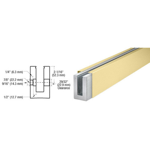 B5S Series Satin Brass Custom Square Base Shoe Fascia Mount Drilled for 1/2" Glass