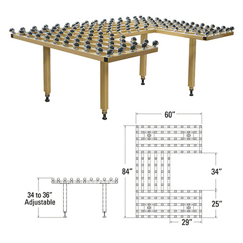 CRL B6211500 Ball Caster Table with 140 Casters on 6" Centers