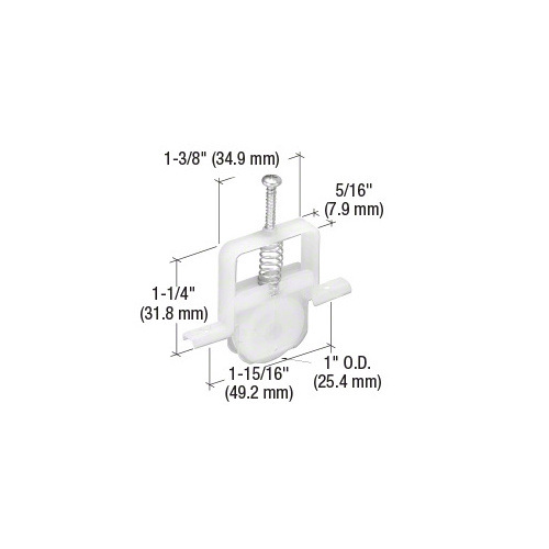 1" Nylon Sliding Screen Door Bottom Roller for Columbia Doors