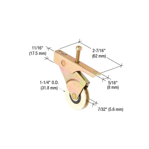 CRL B740 1-1/4" Steel Center Groove Sliding Screen Door Roller With Top Adjustment Screw for Bay-Mill Doors - pack of 2