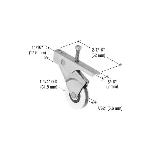 CRL B741 1-1/4" Stainless Steel Center Groove Sliding Screen Door Roller With Top Adjustment Screw for Bay-Mill Doors - pack of 2