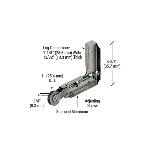 Stamped Aluminum Corner Insert With 1" Stainless Steel Ball-Bearing Center Groove Sliding Screen Door Roller for Jim Walters