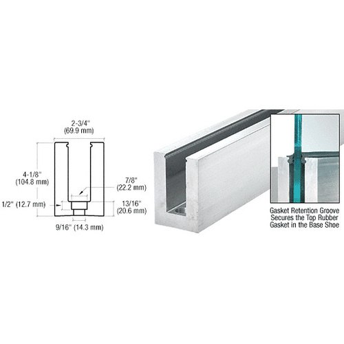 B7S Series Custom Length Square Base Shoe Drilled for 3/4" Glass Powder Coated