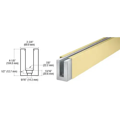 Satin Brass B7S Series Custom Length Square Base Shoe Drilled for 3/4 Glass