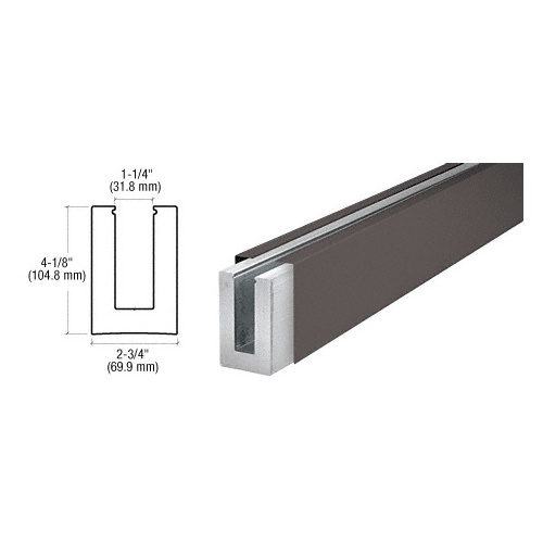 B7S Series Duranodic Bronze Custom Length Square Base Shoe for 3/4" Glass